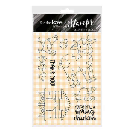 For the Love of Stamps - Cheery Cow & Chickens