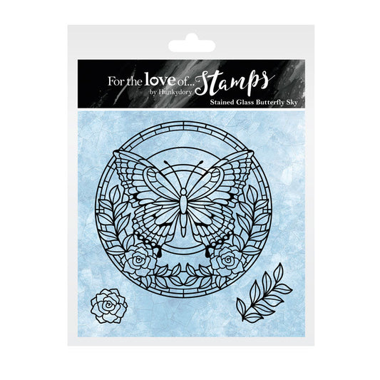 For the Love of Stamps - Stained Glass Butterfly Sky