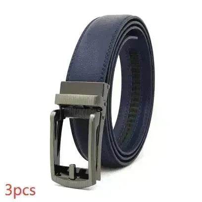 Fake Needle Belt Automatic Buckle Men Cowhide