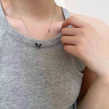 Fashion Novelty S925 Sliver Color-changing Butterfly Necklace