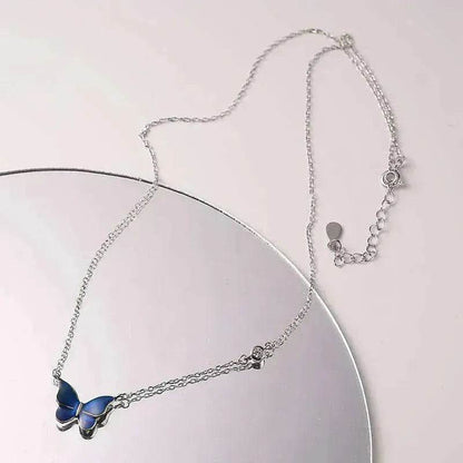 Fashion Novelty S925 Sliver Color-changing Butterfly Necklace