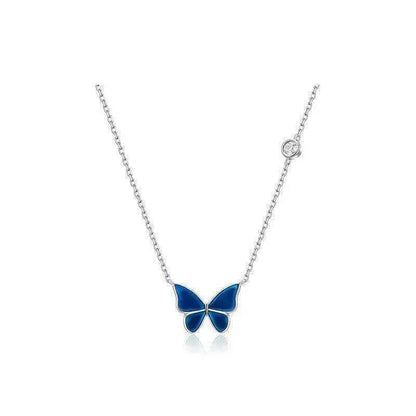 Fashion Novelty S925 Sliver Color-changing Butterfly Necklace