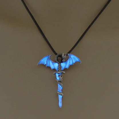 Fashion Trendy Men's Domineering Luminous Flame Dragon Necklace