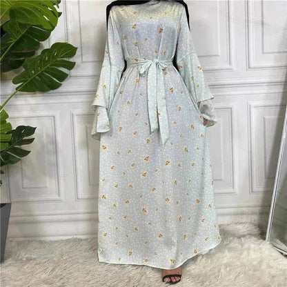 Fashionable Printed Large Lace Up Arab  Dress