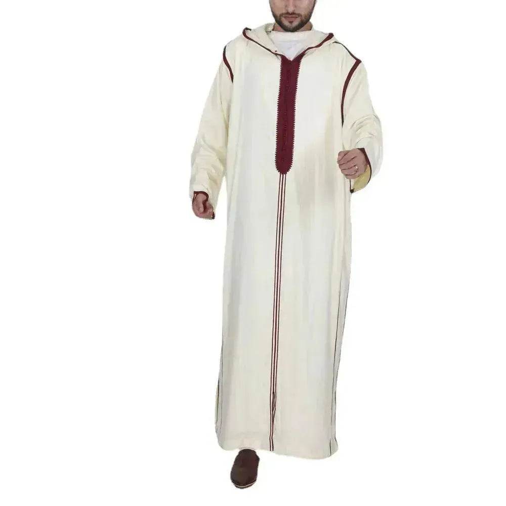 Fashionable and Elegant Arabic Long Men's Hooded Shirt  Robe Moroccan Men's Jalabiya Ramadan Galabia for Men