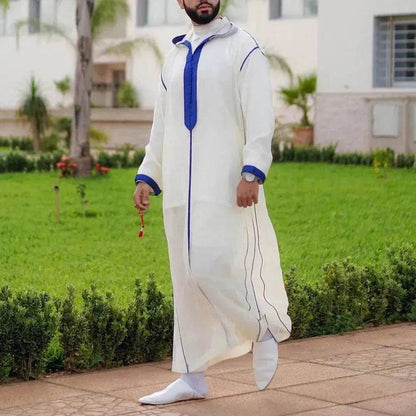 Fashionable and Elegant Arabic Long Men's Hooded Shirt  Robe Moroccan Men's Jalabiya Ramadan Galabia for Men