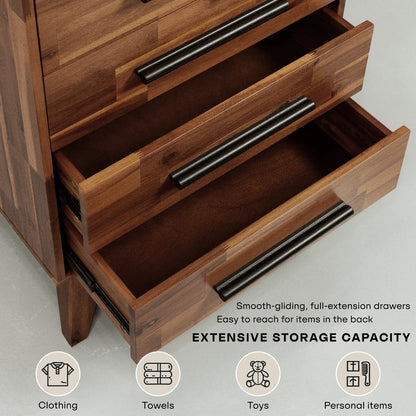 Acacia Linea Solid Wood Dresser for Timeless Elegance