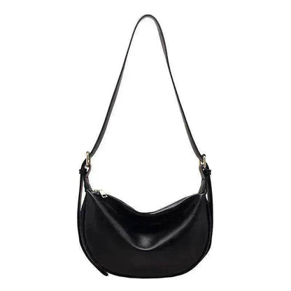 Female's Fashionable Moon Shape Underarm Solid Color Small Shoulder Bag