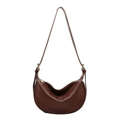 Female's Fashionable Moon Shape Underarm Solid Color Small Shoulder Bag