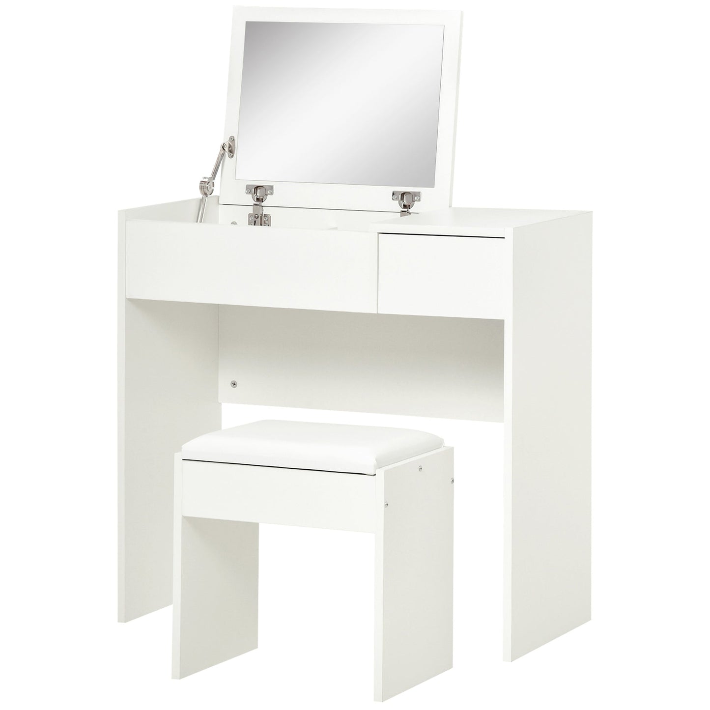 Mia Modern Vanity Set with Flip Top Mirror-White
