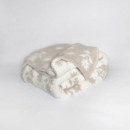 Flower Print Blushing Beige and White Extended Throw