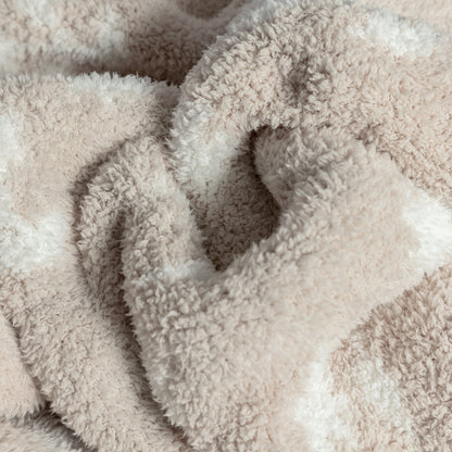 Flower Print Blushing Beige and White Extended Throw
