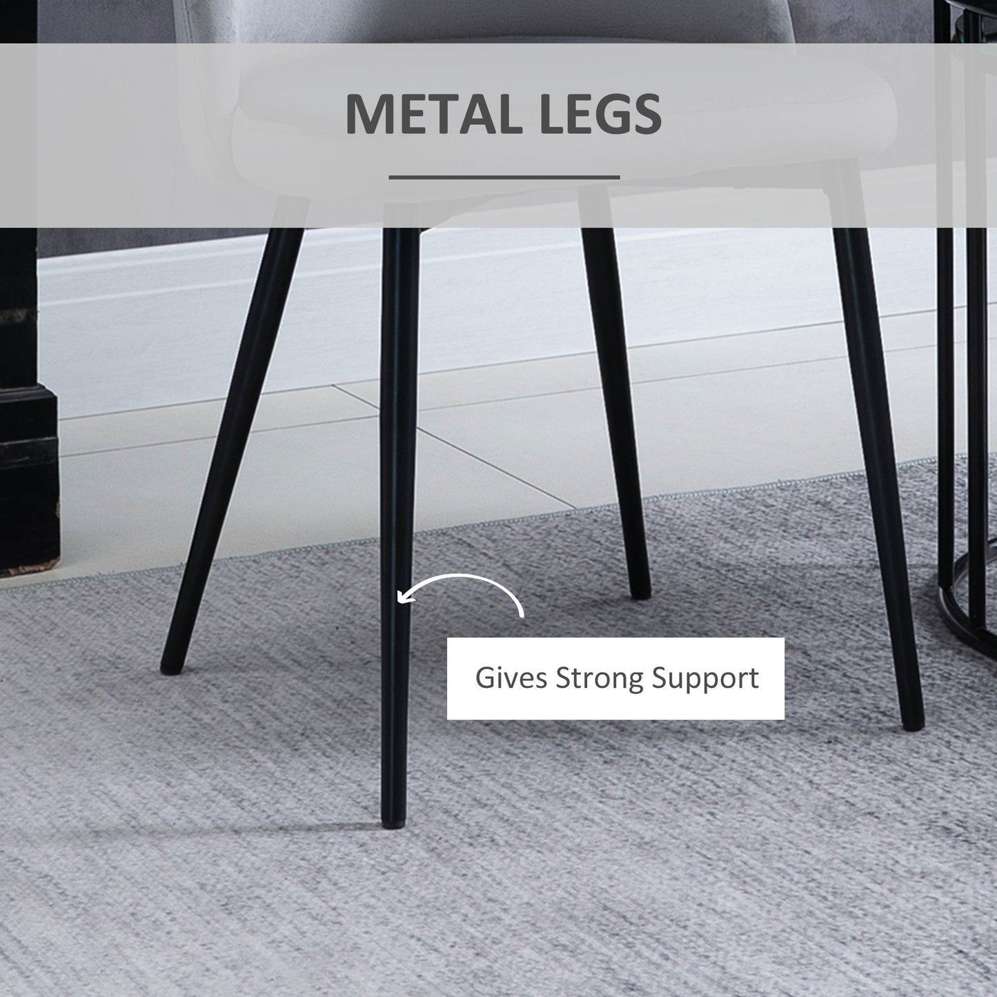 Dylan Set of 2 Mid-Back Velvet-Touch Dining Chairs-Grey