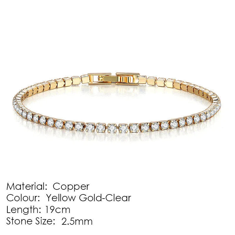 Full Diamond Crystal Bracelet Round Zircon - 2.5mm Single Row