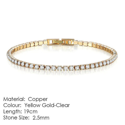 Full Diamond Crystal Bracelet Round Zircon - 2.5mm Single Row