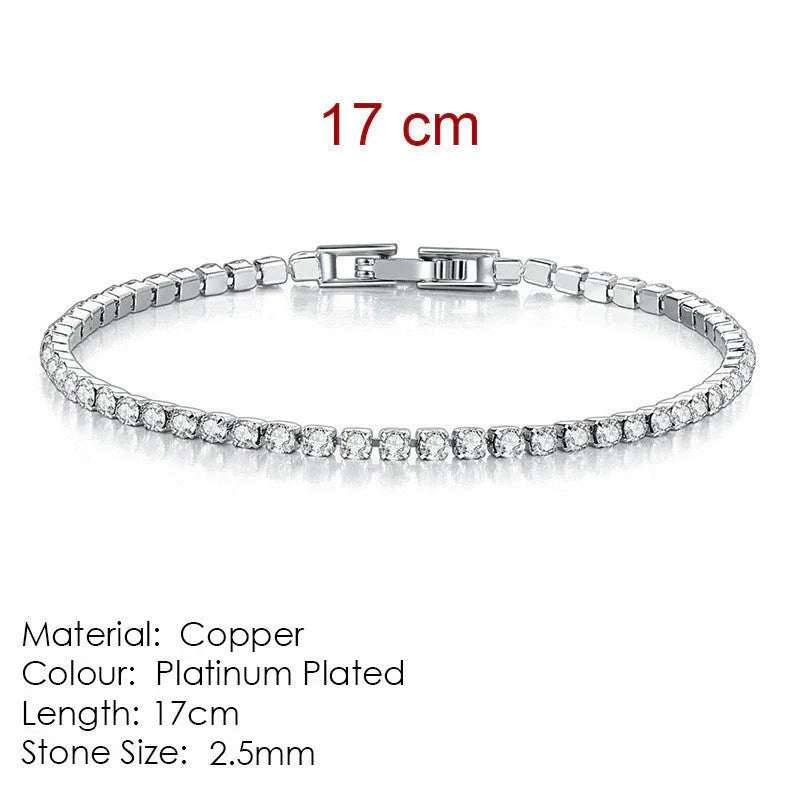 Full Diamond Crystal Bracelet Round Zircon - 2.5mm Single Row
