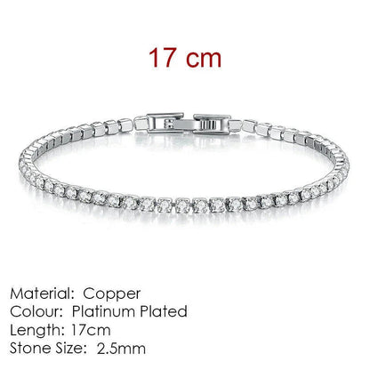 Full Diamond Crystal Bracelet Round Zircon - 2.5mm Single Row