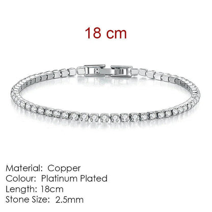 Full Diamond Crystal Bracelet Round Zircon - 2.5mm Single Row