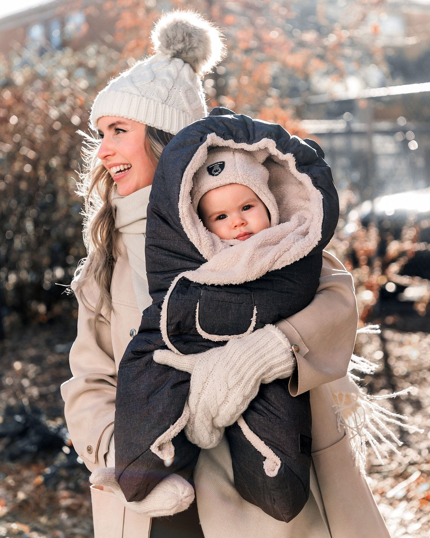 Snuggly Wrap Silver White For Car Seat And Stroller