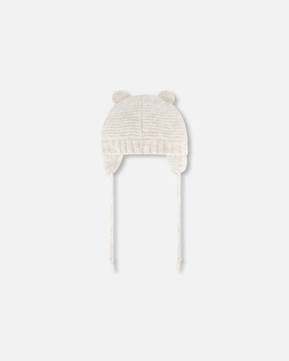 Knit Hat With Ears Off White