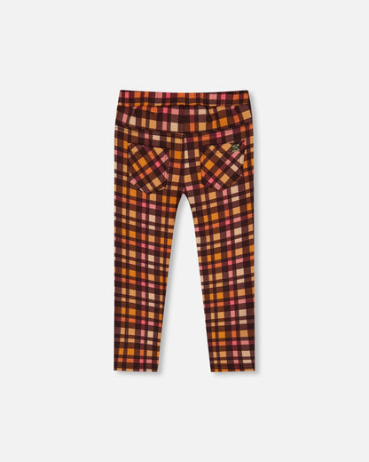 Milano Treggings Plaid Magenta And Brown