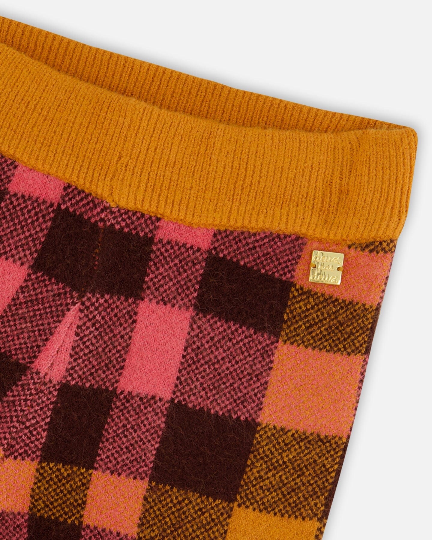 Cropped Wide Leg Pant Plaid Magenta And Brown