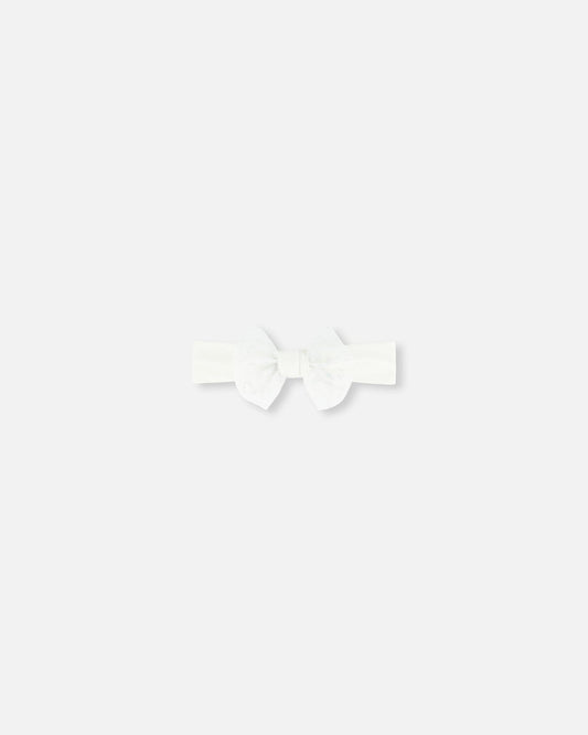 Headband With Glittering Tulle Bow Off White