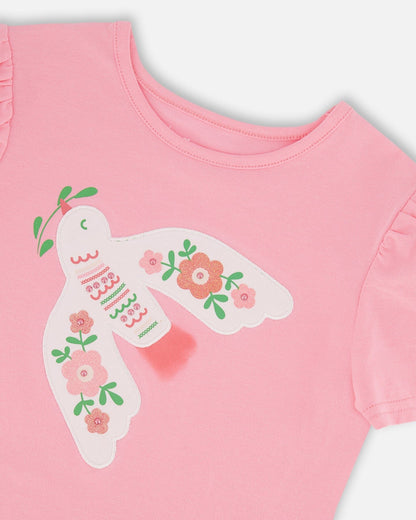 Organic Cotton Tee With Puff Sleeve Candy Pink