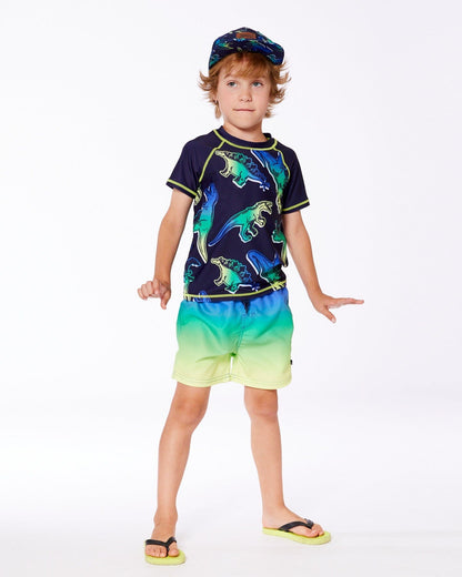 Swim Trunks Blue, Green, And Lime Gradient