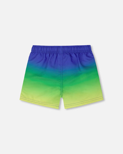 Swim Trunks Blue, Green, And Lime Gradient