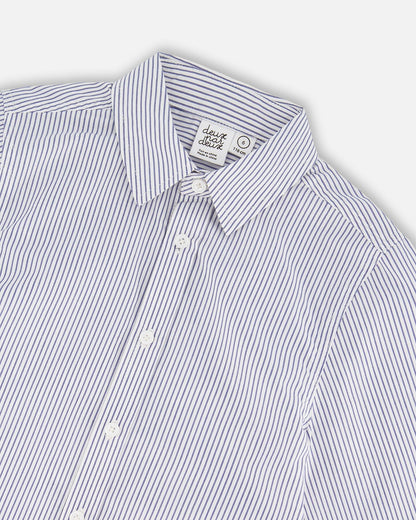 Long Sleeve Button Down Shirt Navy Blue Stripes
