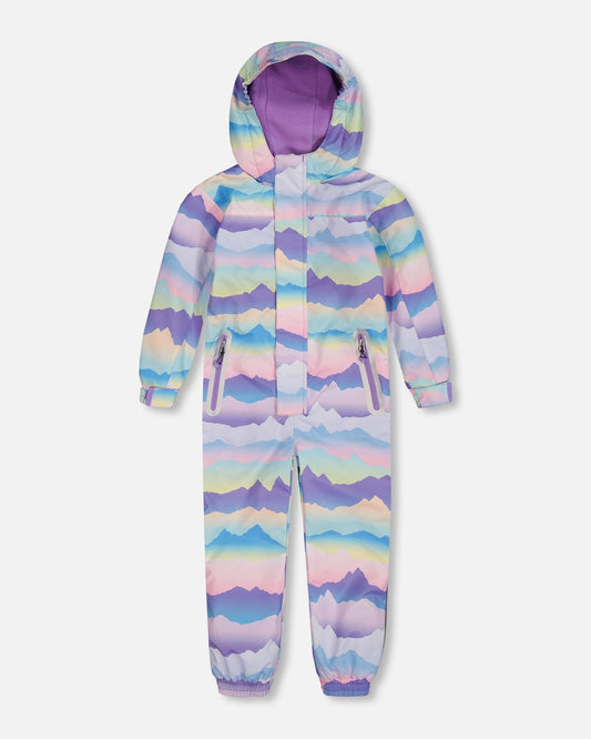 Printed Mid-Season One-Piece Outerwear Mauve And Blue, Pink Mountain