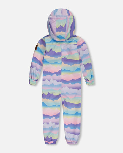 Printed Mid-Season One-Piece Outerwear Mauve And Blue, Pink Mountain