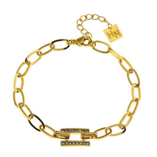 GAILA Deco Paper-Clip Bracelet with Zirconia Embedded Centre Piece