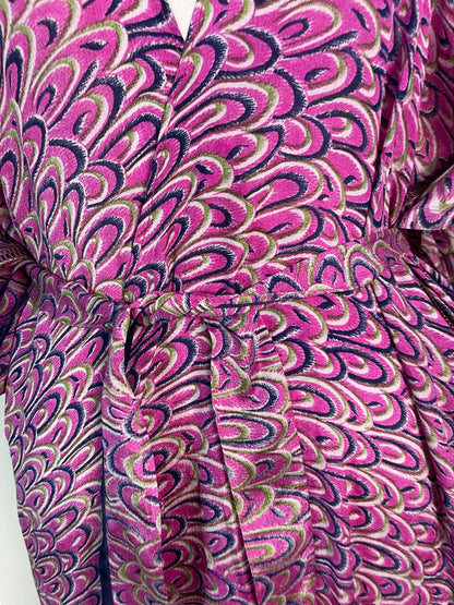 PRC6191 Avatar Long Pure Silk Kimono Sleeved Duster with Belt