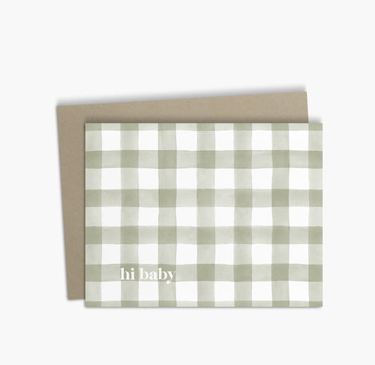 Carte de vœux Bébé | Carte de douche de bébé à carreaux verts