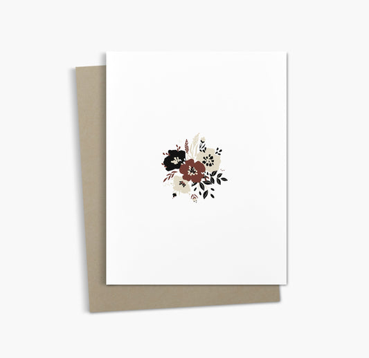 Carte de vœux simple bouquet de fleurs | Carte florale neutre