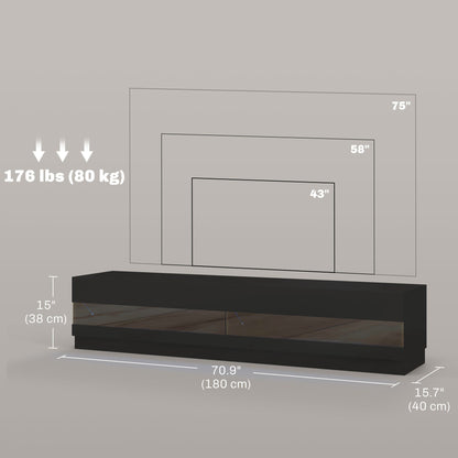 Hart Lighted TV Stand for TVs up to 75"-High Gloss Black
