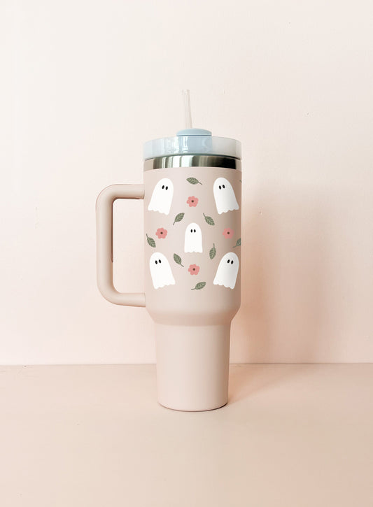 40oz Insulated Tumbler - Pink Ghost