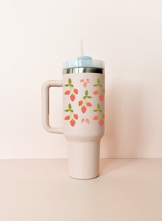 40oz Insulated Tumbler - Quebec Strawberry Light Pink