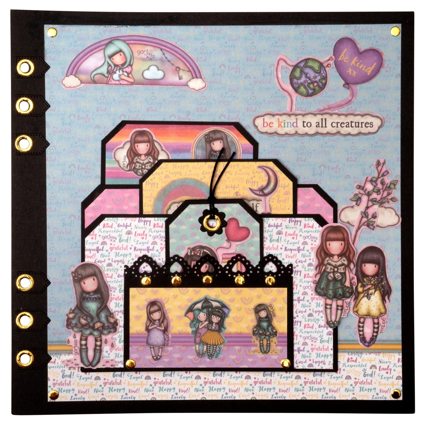 SAN Paper Elements Gorjuss - Be Kind Cut Out Embellishments 166x198x14mm 148 PC nr.08