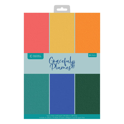 Graceful Plumes Luxury Linen Card Pack A4 