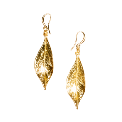Boucles d'oreilles feuille texturée - Plaqué or