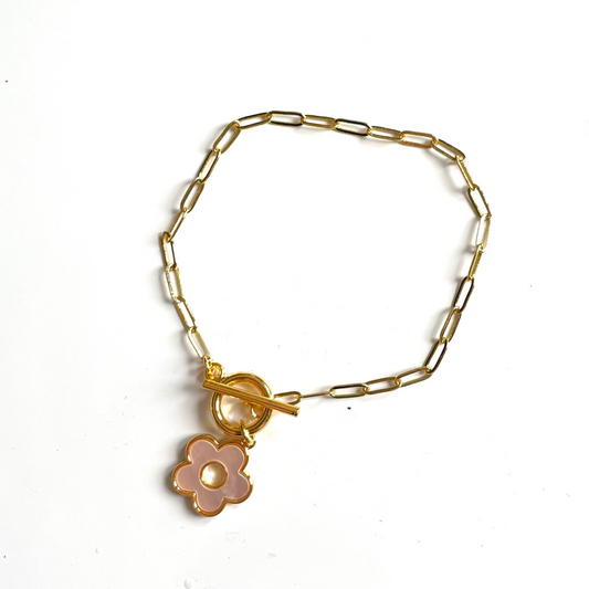 Bracelet à maillons avec breloque en nacre
