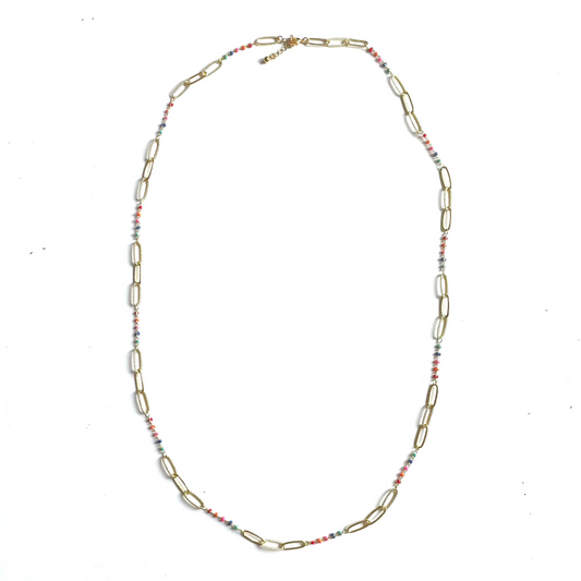 Long collier maillons avec émail