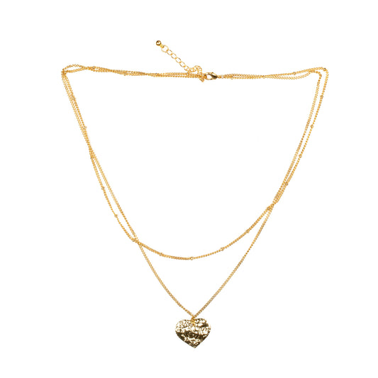 Collier double cœur - Plaqué or