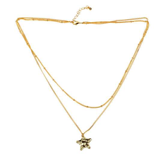 Collier étoile double rang - Plaqué or