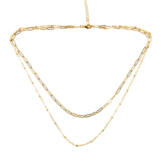 Double Chain Necklace- Gold Plate