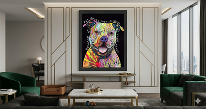 Beware of Pit Bulls Colorful Framed Canvas Wall Art (33.5x23.5)