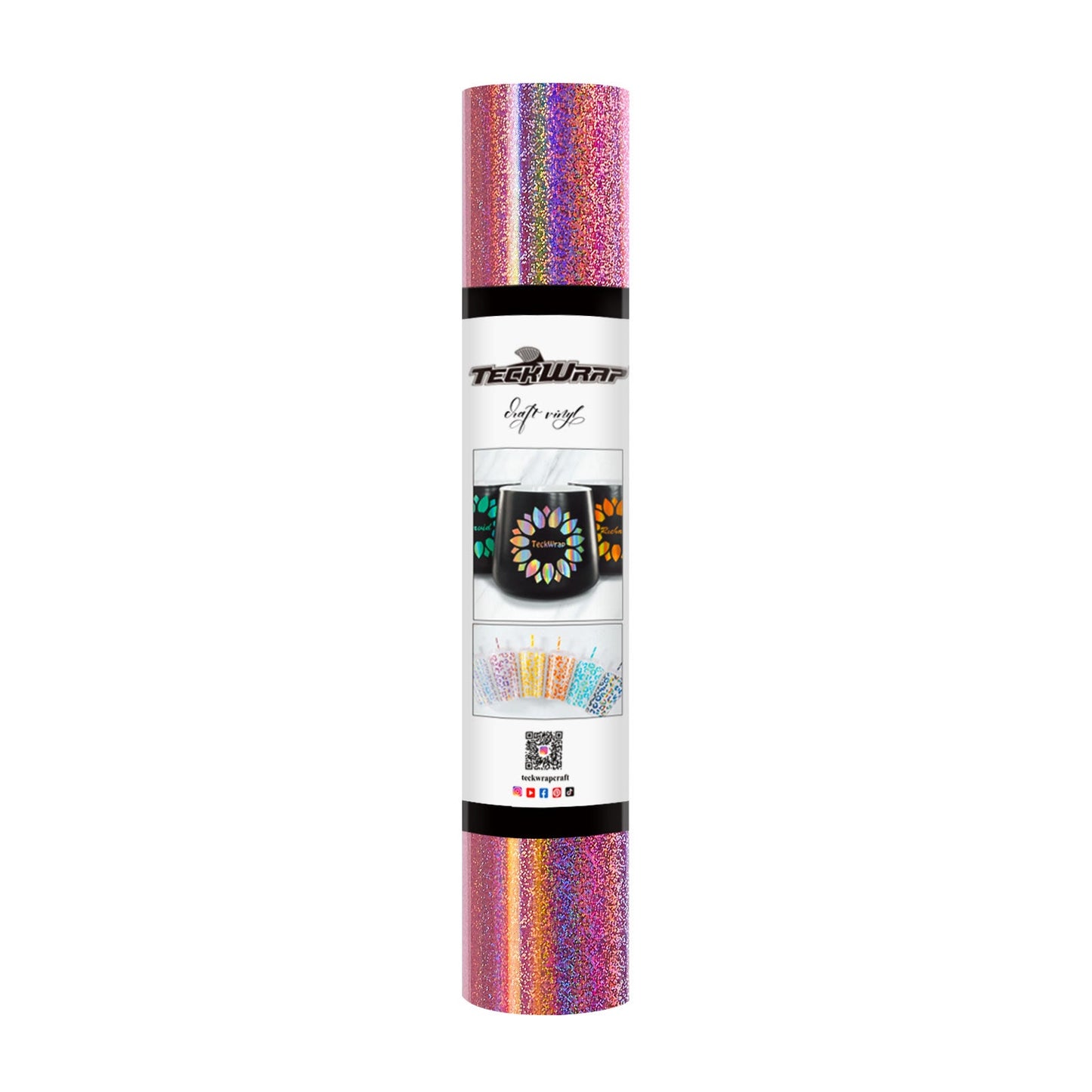TeckWrap Holographic Sparkle Adhesive Vinyl - Glitter Mermaid Pink | Captivating Auroras for Your Crafts!